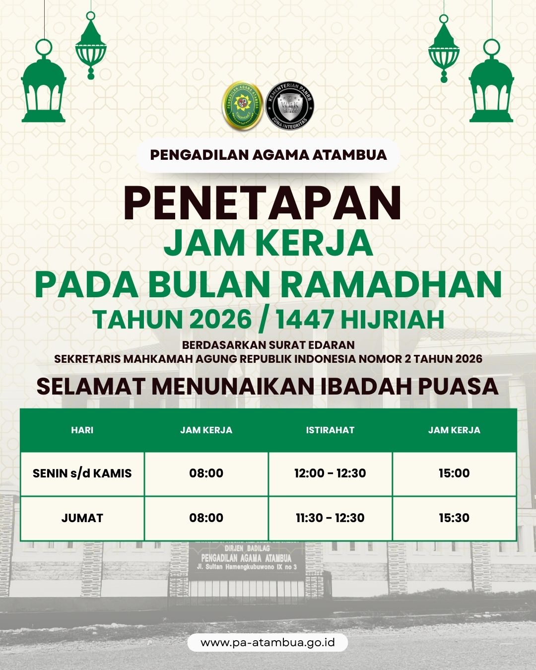 1.Penetapan Jam Kerja Ramadhan